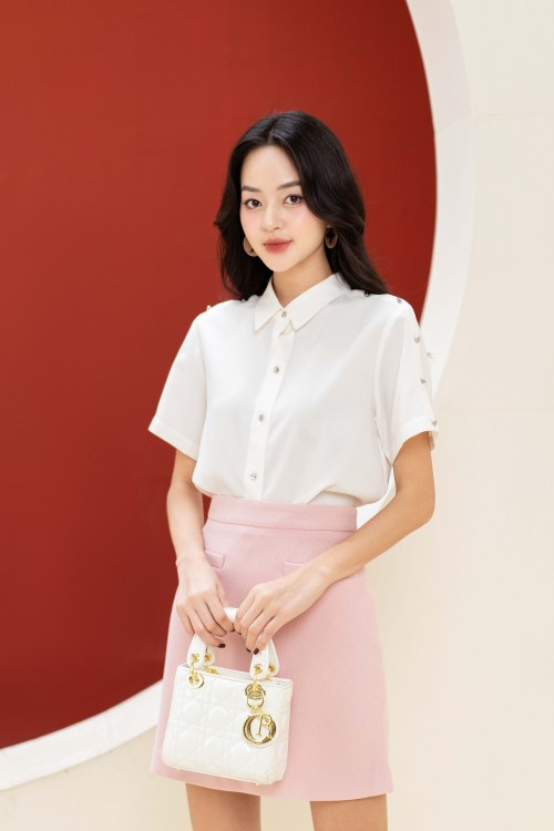 Sixdo Pink A-line Mini Woven Skirt